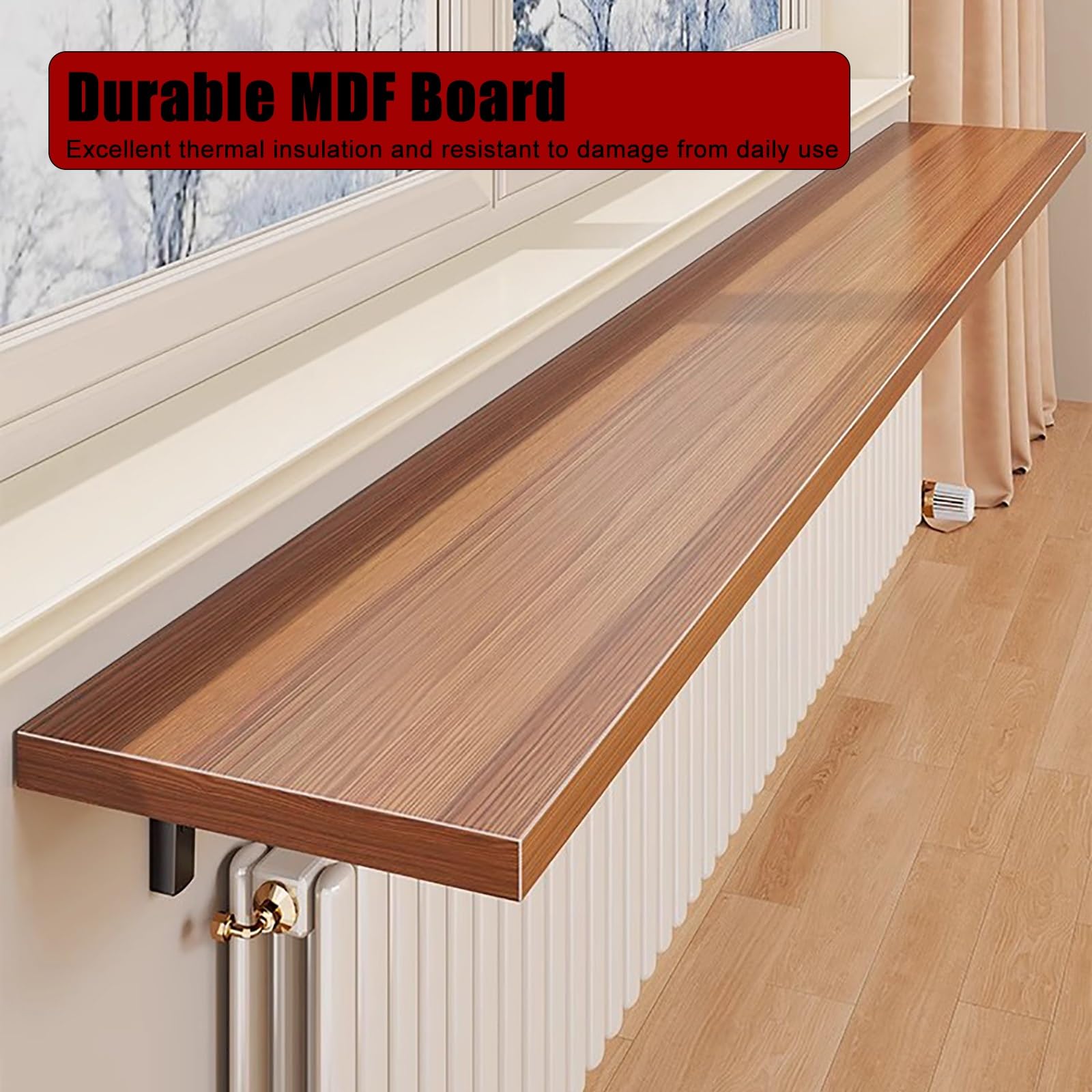 Copertura per termosifone in legno con vano portaoggetti, mensola rettangolare per termosifone, design semplice per casa e ufficio, varie misure (16/20/31/39/47"), marrone, 40 x 30 cm