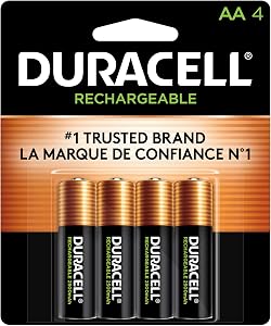 Duracell Rechargeable AA Batteries 4 Count (Pack of 1), Long-lasting Power, All-Purpose Pre-Charged NiMH Double A Battery for Household and Gaming Devices