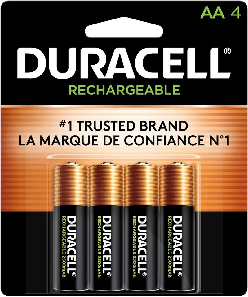 Duracell Rechargeable AA Batteries 4 Count, Long-lasting Power, All-Purpose Pre-Charged NiMH Double ...