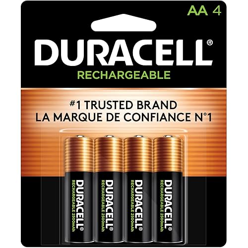 Duracell Rechargeable AA Batteries, 4 Count Pack, Double A Battery for Long-lasting Power, All-Purpose Pre-Charged Battery for Household and Business Devices
