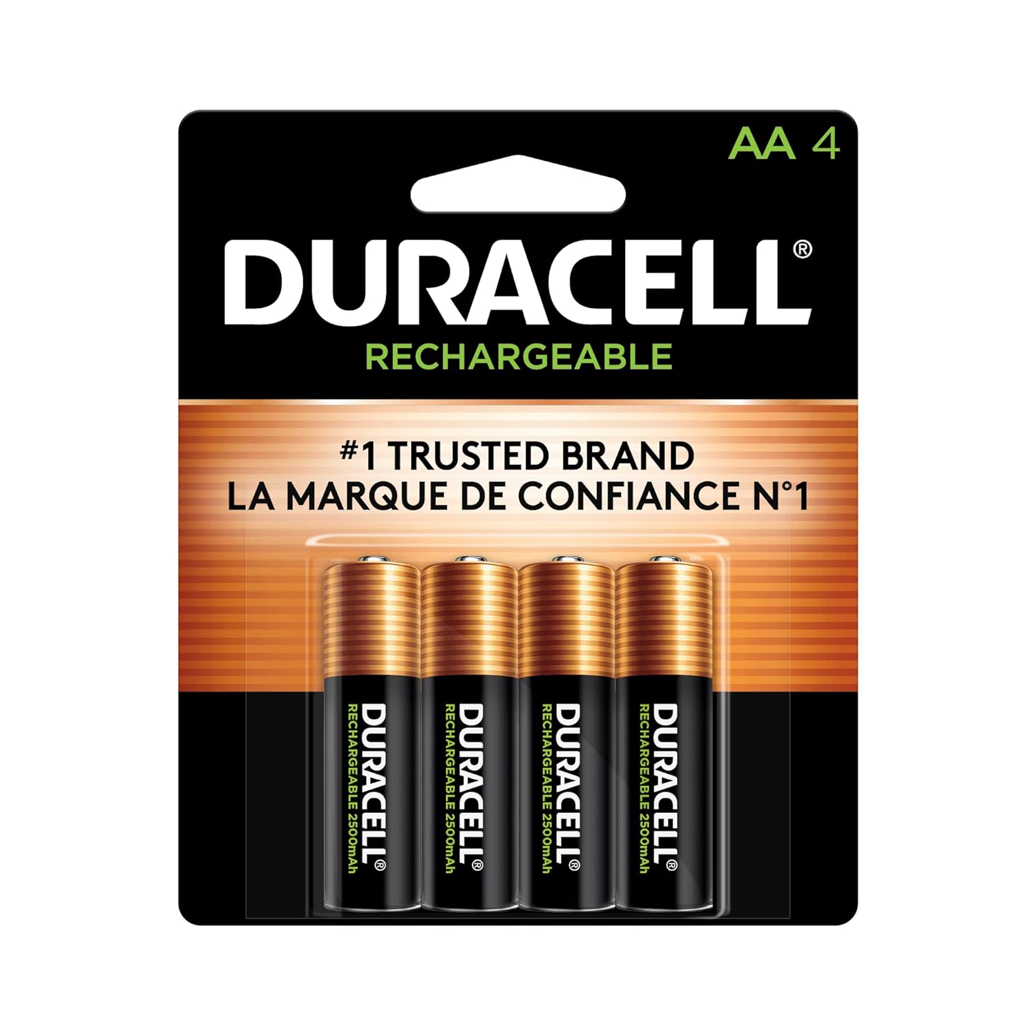 Duracell Rechargeable AA Batteries 4 Count Long-lasting Power All-Purpose Pre-Charged NiMH Double A Battery for Household and Gaming