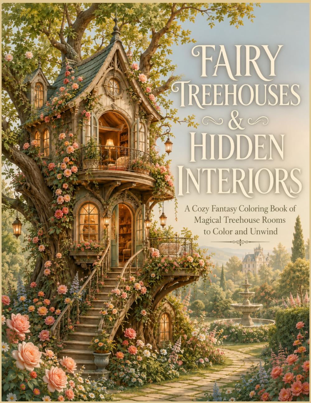 Fairy Treehouses & Hidden Interiors: A Cozy Fantasy Coloring Book of Magical Treehouse Rooms to Color and Unwind