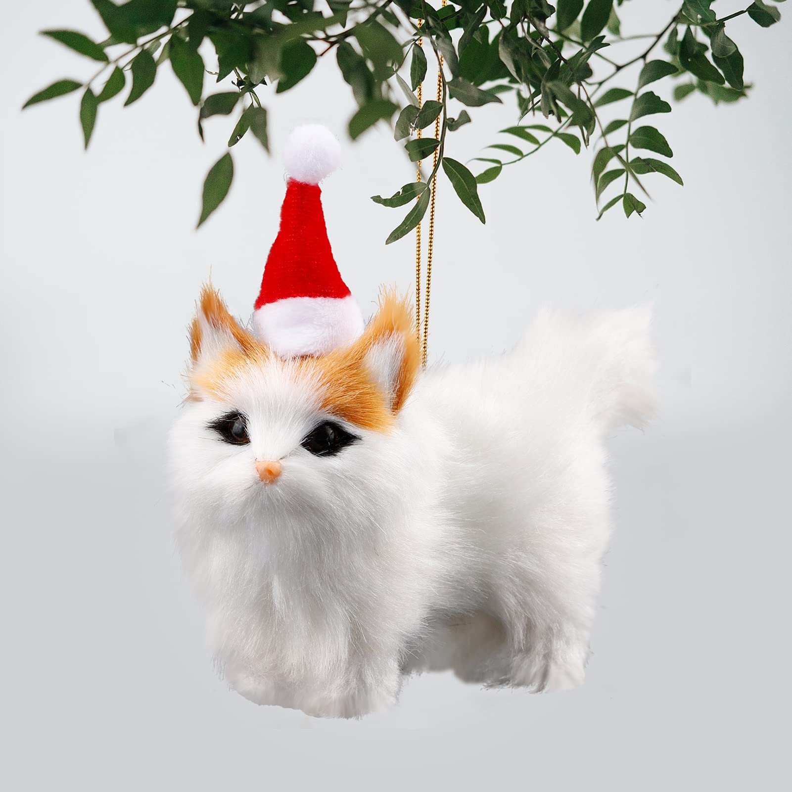 Amazon.com: Christmas Cat Ornament with Hat, Mini Plush Kitten