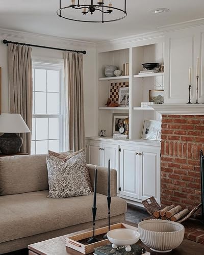 Miniatura 2 de TWOPAGES Cortina de lino plisada filtrante de luz con forro de privacidad de algodón para sala de estar, dormitorio, elegante y suave, 52 pulgadas