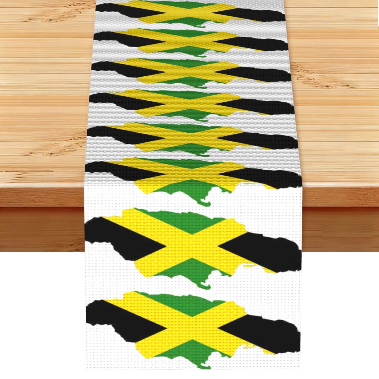 Jamaica Flag Map Printed Dining Table Runner 13x72 Inch, Non-Fading Decor for Kitchen Dresser Fireplace Mantel