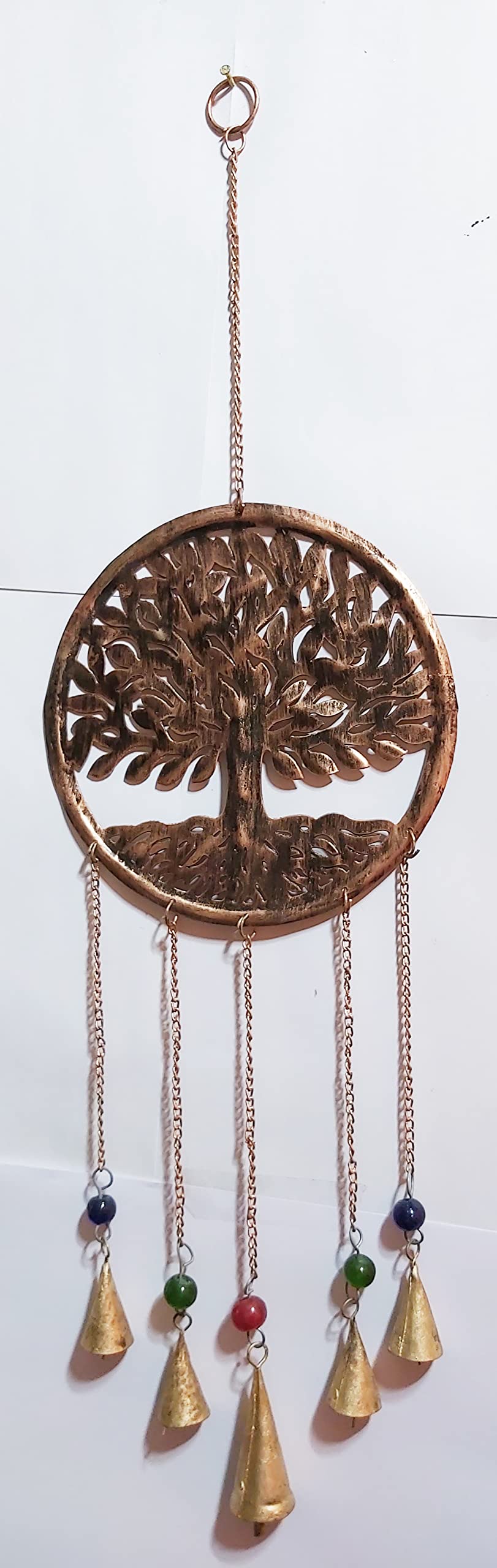 Metal Decorative String of Metal and Beads with Bell Vintage Indian Style Wall Hanging Bells Metal Life Tree.