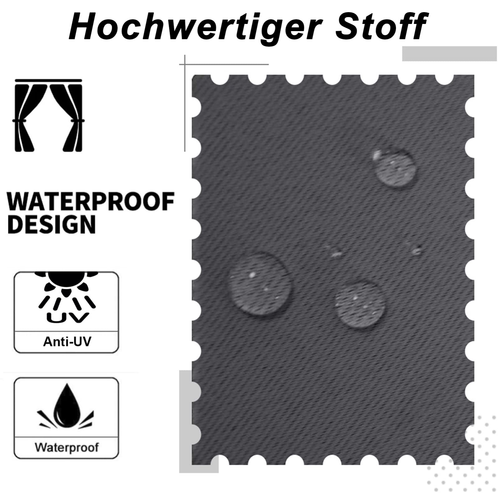 Outdoor Vorhang Wetterfest mit Ösen Oben und Unten, Wasserdicht Windschutz Outdoor Vorhang UV Schutz Sichtschutz Verdunkelungs Vorhang für Terrasse Pergola Gartenlaube, 1 Stück,Grau-B213xH183cm