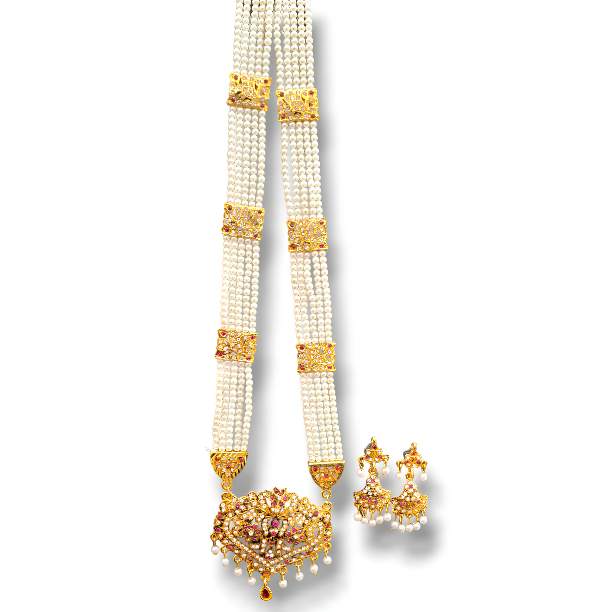Traditional Moti Rani Haar Plated Brass Diamond Long Necklace with Jhumka Earrings for Women | Jewellery Set (Golden and White) (B0CNYWSVR9) Amazon Price History, Amazon Price Tracker