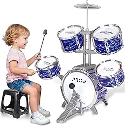 Kids Drum Set for Toddlers 3-5, Upgraded Jazz Drum Ages 1-3, Musical Instrument Toys & All Plastic, Percussion Beginner Kit Early Education Christmas Birthday Gift Toys for 3 4 5 6 Year Old Girls Boys