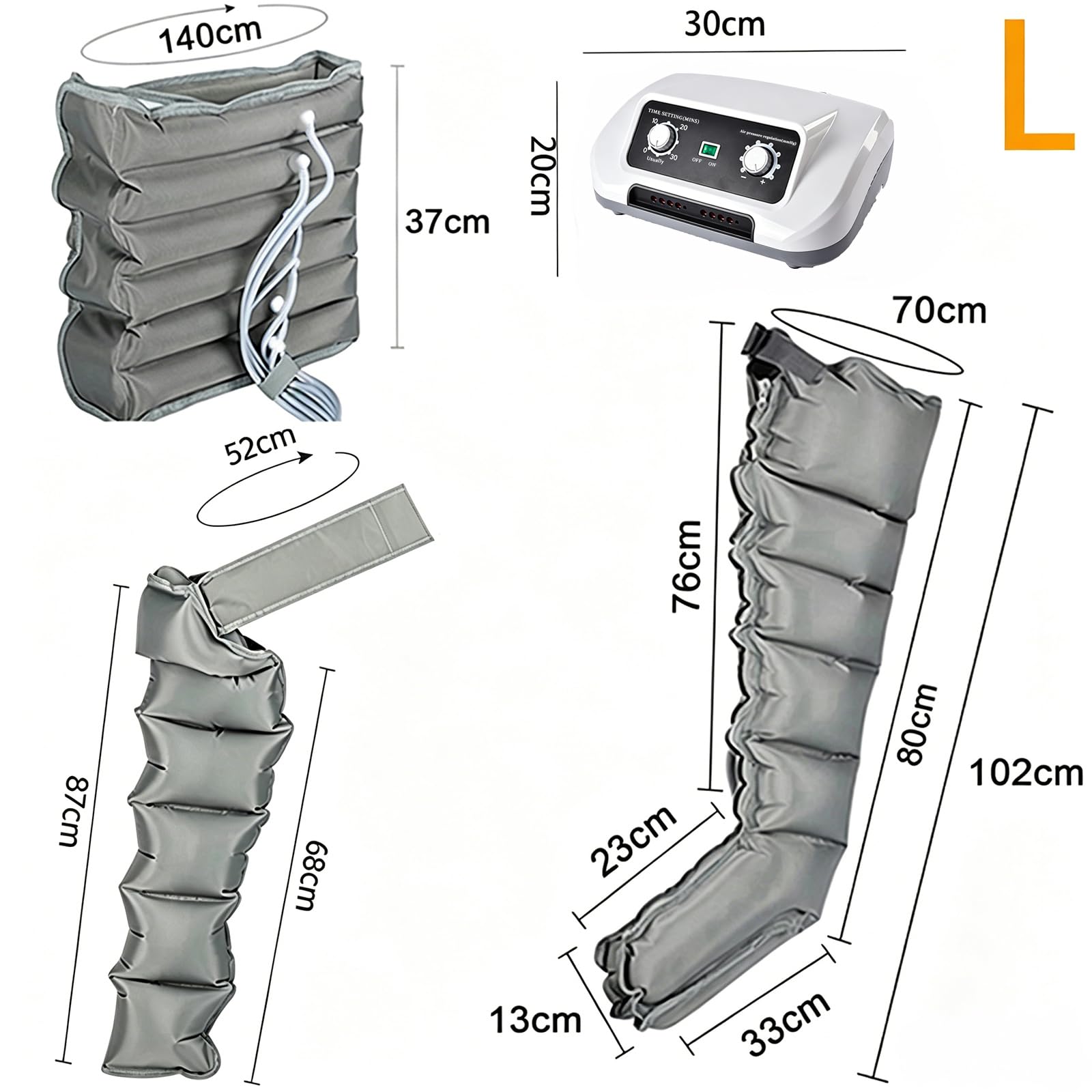 Máquina de Presoterapia Profesional para Comodidad en Casa | Presión y Temporizador Ajustables para Sesiones Personalizadas, Ideal para Relajación y Recuperación Diaria