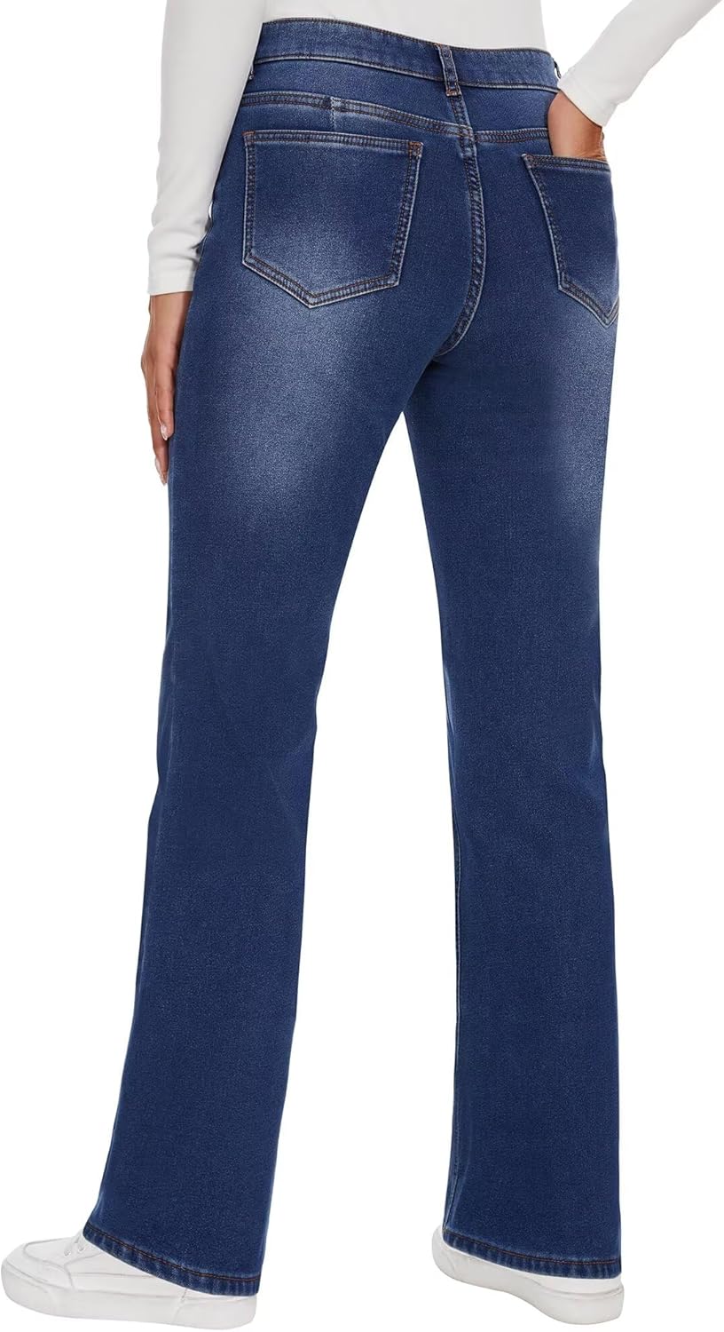 KDF Fleece Lined Jeans Women High Waisted Wide Leg Baggy Jeans for Women Winter Lined Jean Pants - Image 4