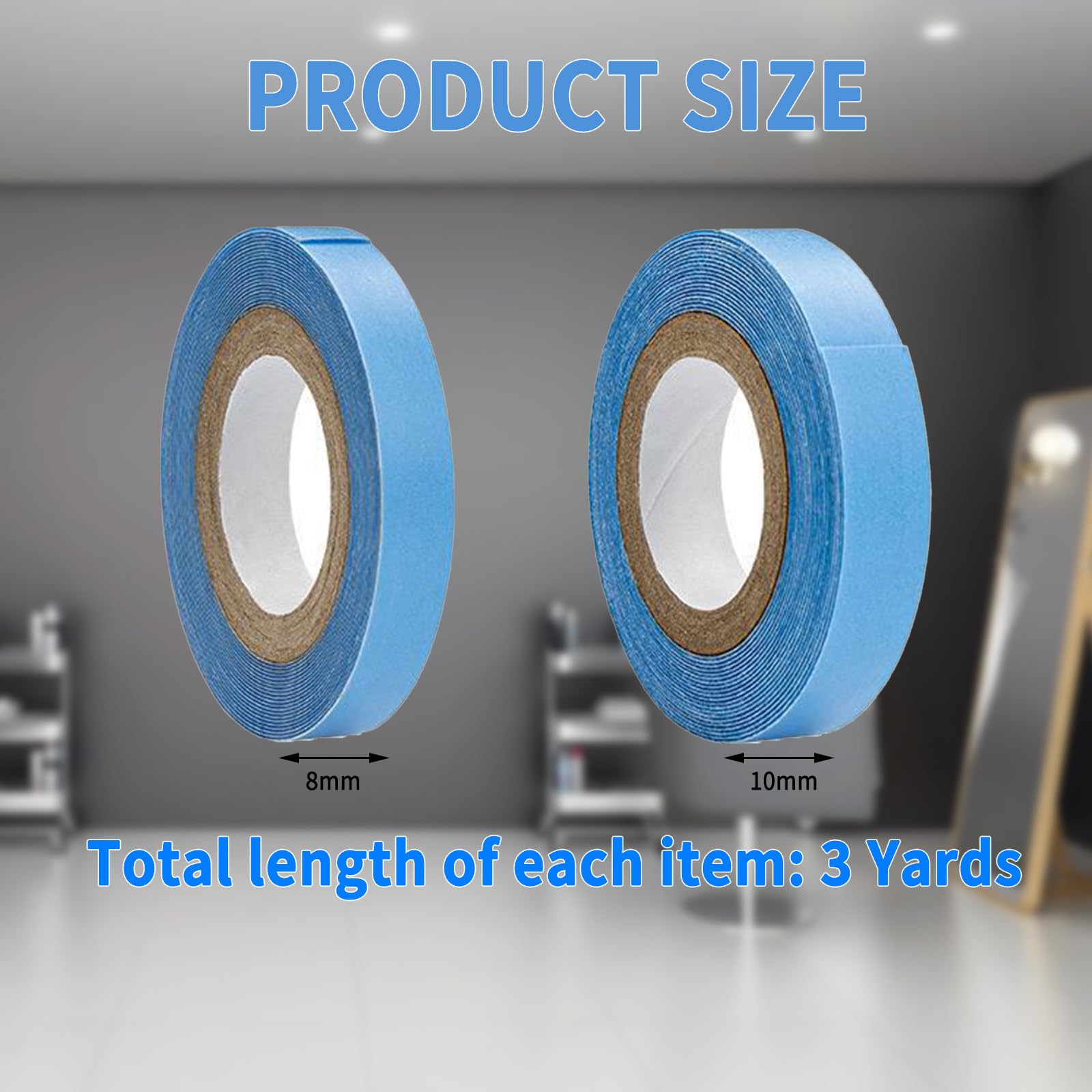 2 Rolls Hair Extension Tape, Blue Lace Front Wig Tape Double Sided, Clear Hair Tapes Anti-oil & Sweat, Strong Viscosity - Image 2