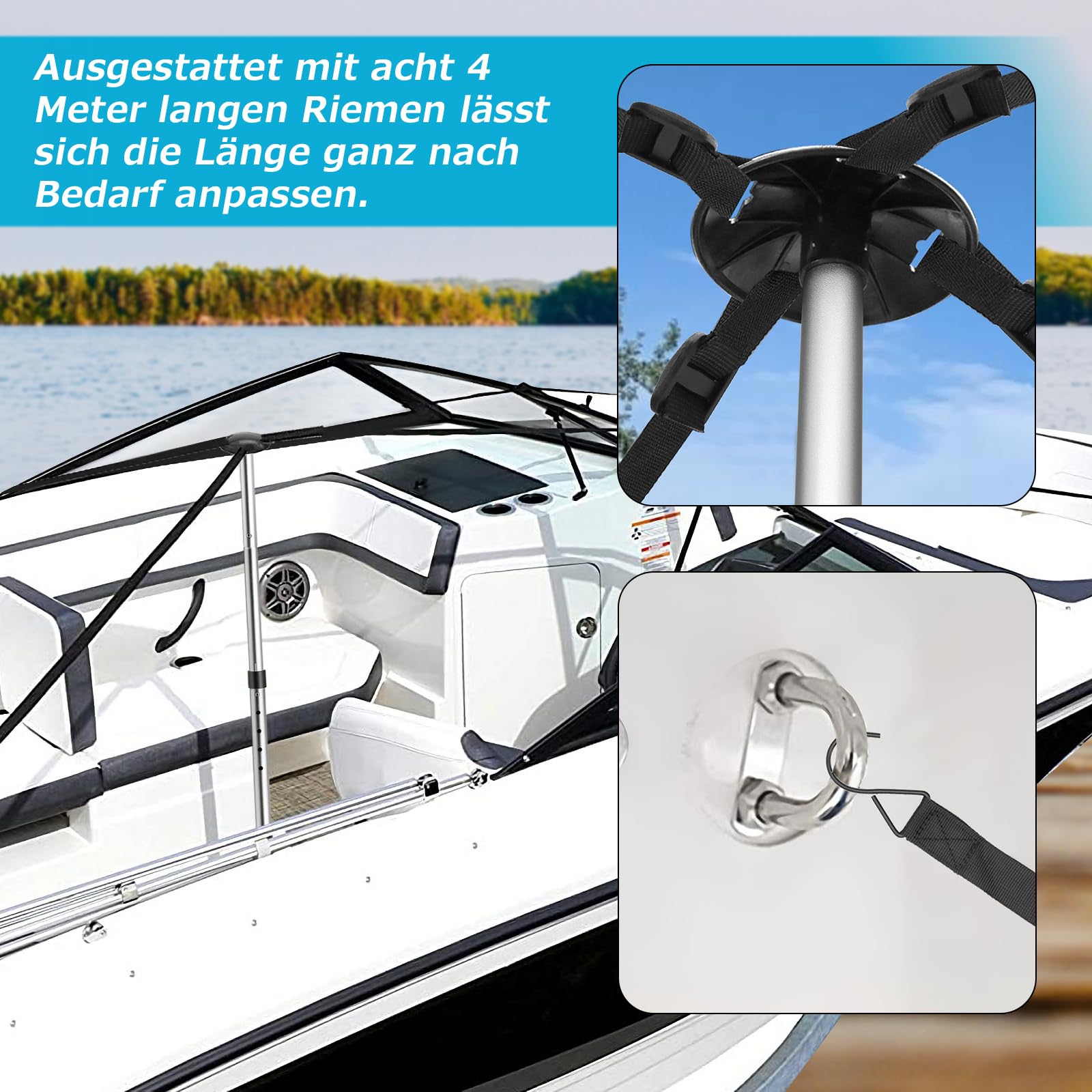 KOMCLUB Verstellbare Aluminium Stützstangen für Bootsabdeckungen