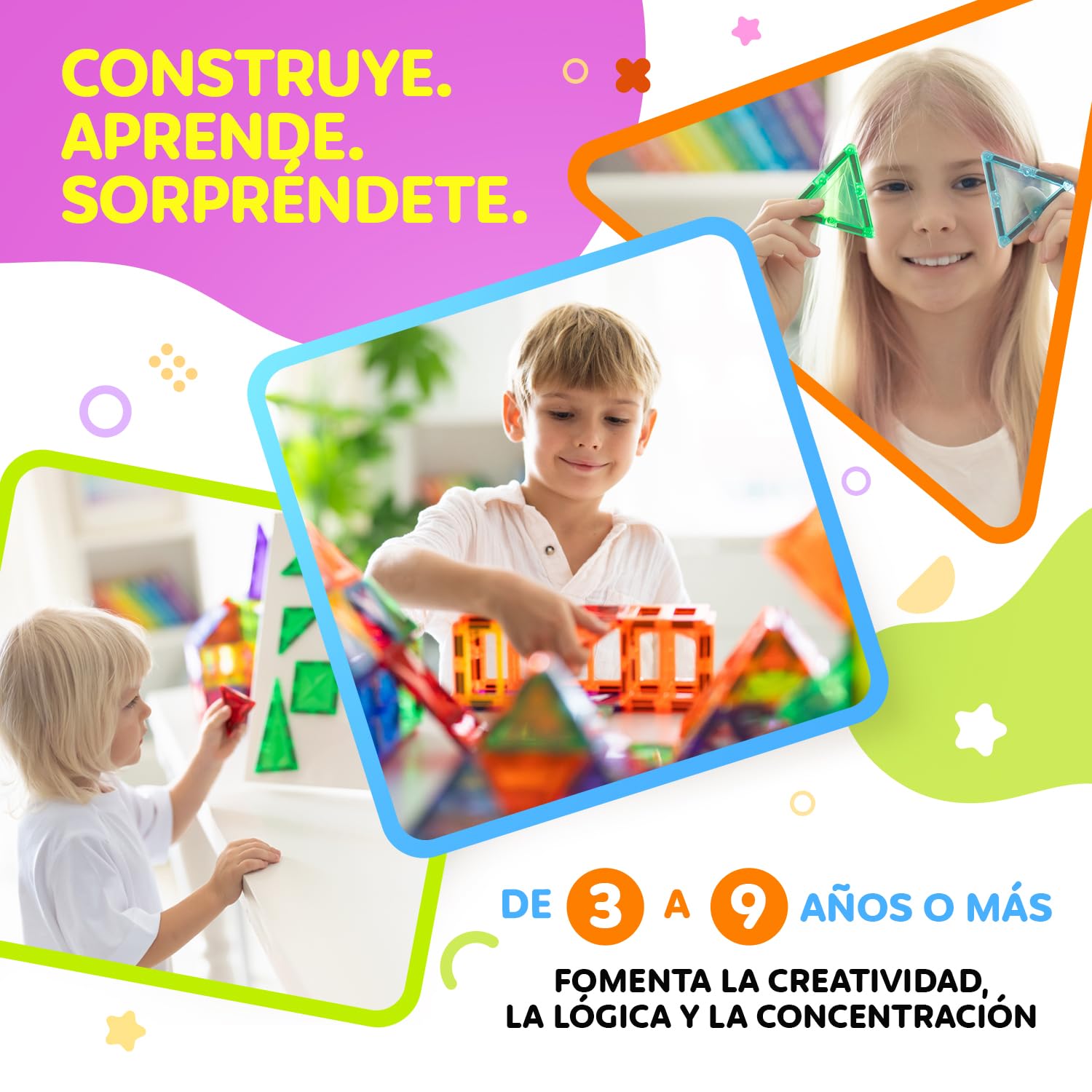Bloques Magnéticos Construcción Niños 120 Piezas (2 Coches) – Piezas Magnéticas Niños 3+ Juego de Imanes Creativo – Magnetic Tiles Educativos – Juego de Construcción