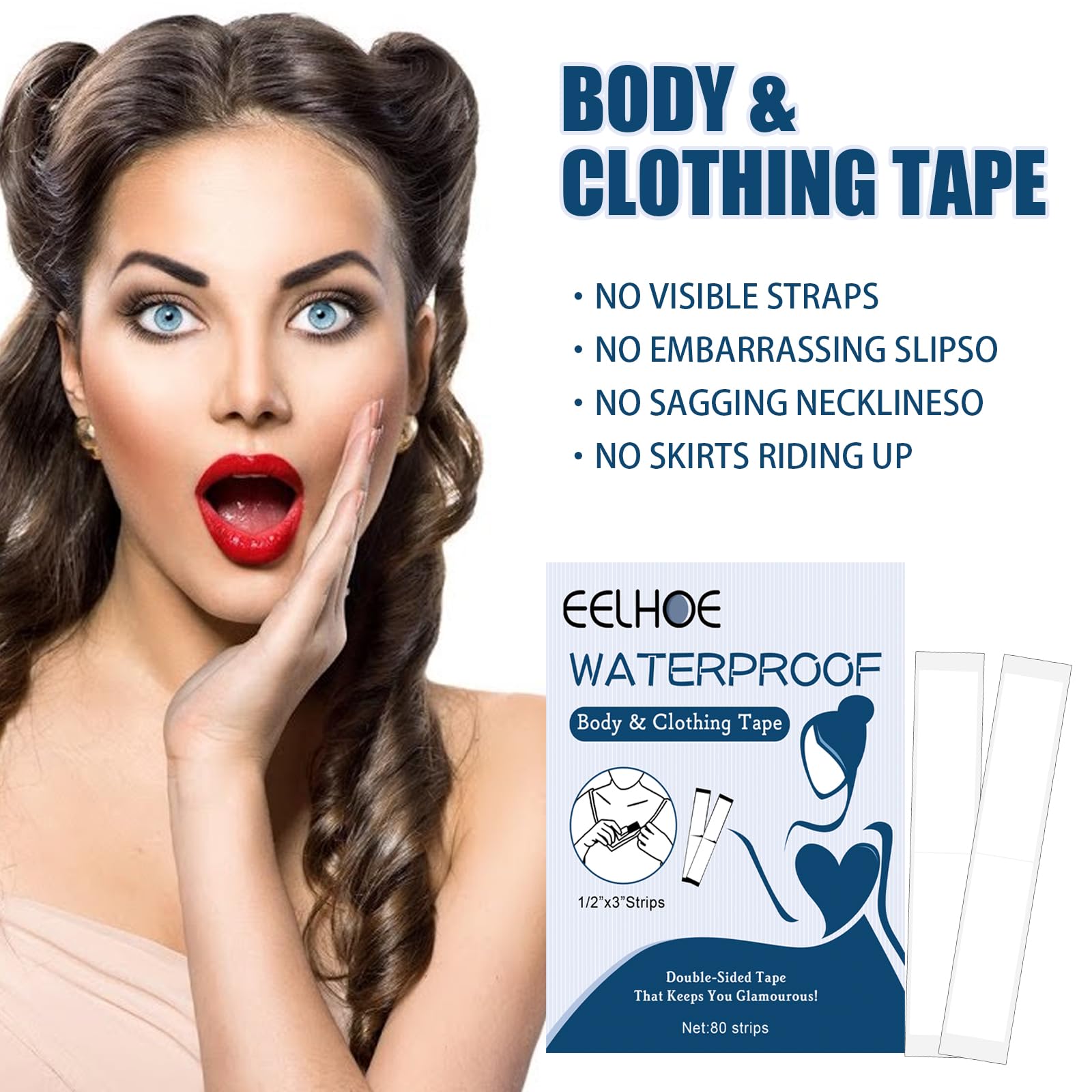 Fashion Tape Tape Fashion Beauty Tape Tape Double Sided Tape, Body und Odzież, Fashion Beauty Tape For Body & Clothes Idealna do wszystkich rodzajów tkanin (80 pasków) Modna taśma, biały, F