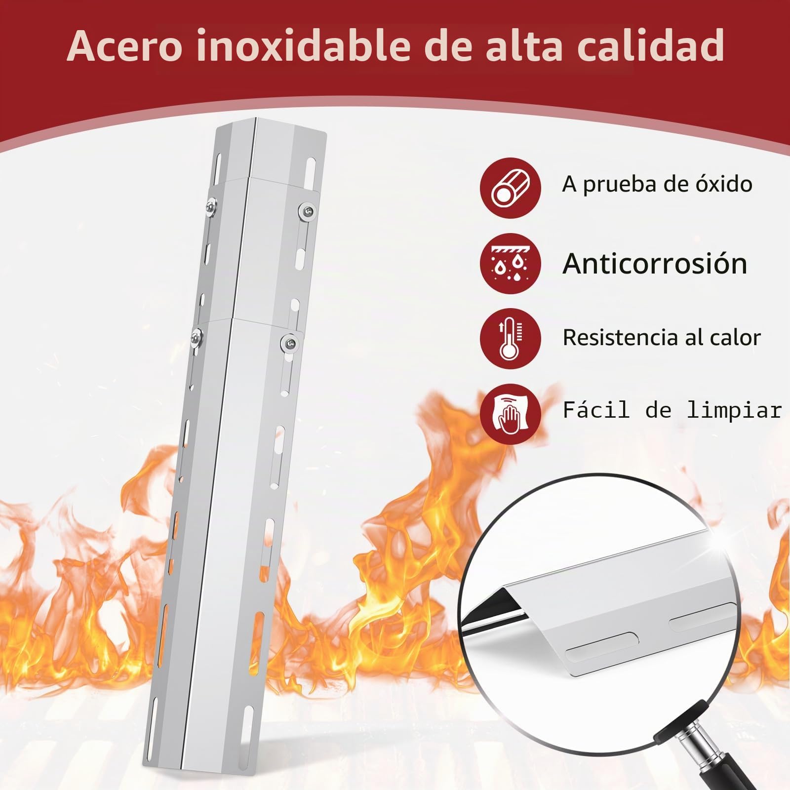 Quemador universal, quemador ajustable de acero inoxidable 30,8 a 44,9, accesorio para piezas de repuesto de parrilla de gas, quemador universal Coisien para Master Forge Perfect Flame y otros