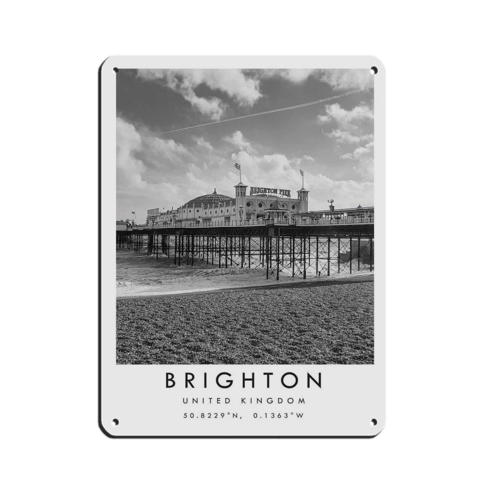 Lxwnze 30L X 40W Cm Brighton Travel,Brighton Poster Tin Sign Vintage Metal Pub Club Cafe Bar Home Wall Art Decoration Poster Retro 12X16inch(30X40cm)