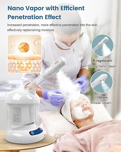 Miniatura 2 de Vaporizador facial de escritorio  Kingsteam Nano Ionic Face Steamer con brazo giratorio extensible de 360, hidratar, quitar puntos negros,
