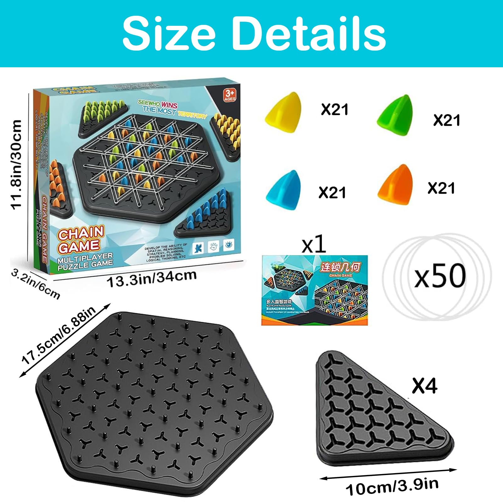 JJKTO Triggle Game,Gioco A Triangolo A Catena,Gioco Puzzle da Tavolo di Scacchi A Catena Gioco di Scacchi A Triangolo A Catena,Gioco Interattivo per Bambini Festa in Famiglia per Adulti