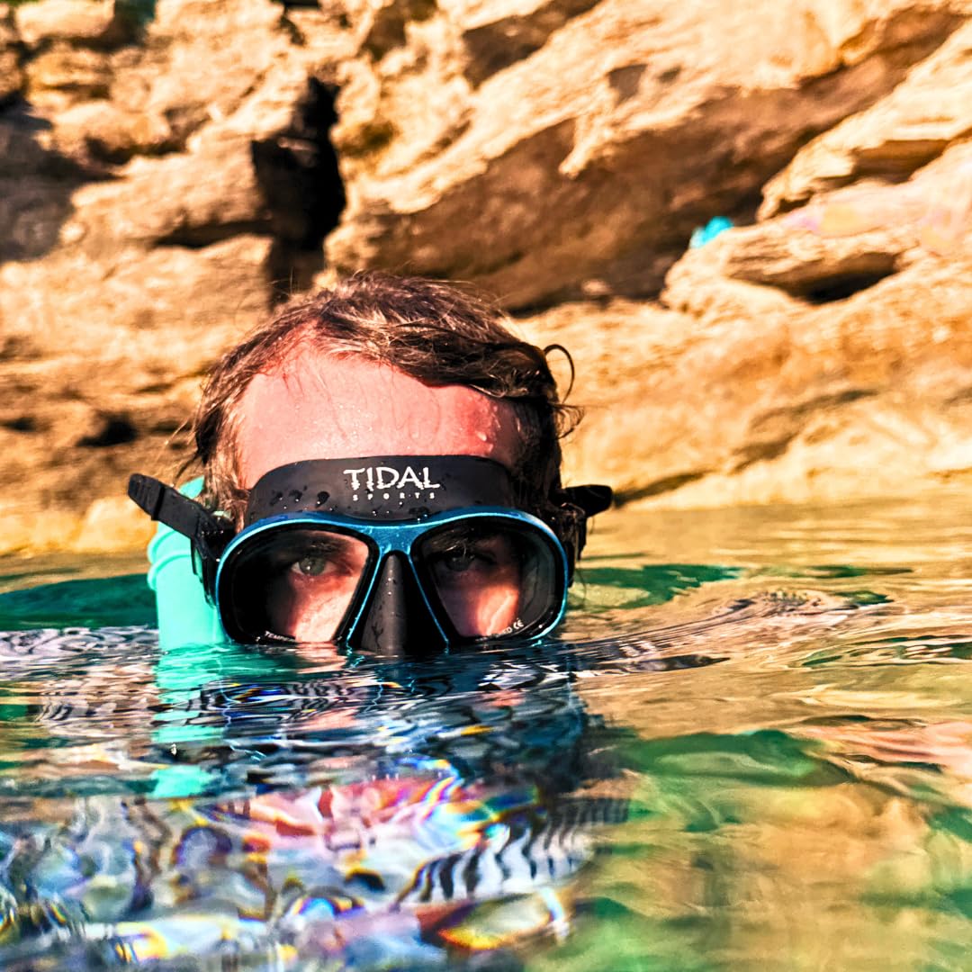 Tidal Freitauchmaske - Aluma Pro mit fortschrittlicher Anti-Beschlag-Technologie | Maske mit extrem geringem Volumen für Freitauchen, Schnorcheln und Tauchen, Linse aus gehärtetem Glas