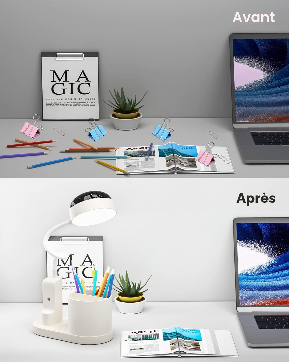 Lampe de Bureau pour Enfants avec Projecteur,Flexible Lampe de Table Sans Fil Dimmable Lampe de Lecture Rechargeable Lampe de Chevet LED Lampe d'étude avec Porte-stylo et Projection d'étoile