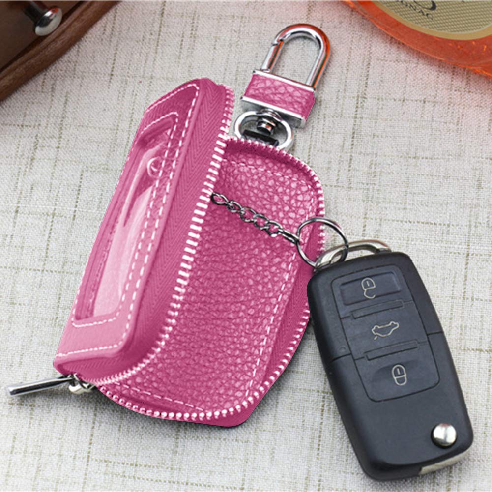 Ihreesy Pochette Pour Clés En Cuir Véritable, Étanche Porte-Clés Étui à Clés Universel Housse De Protection Clé De Voiture Durable Etuis Porte-Clés Pour Hommes Femmes,Noir