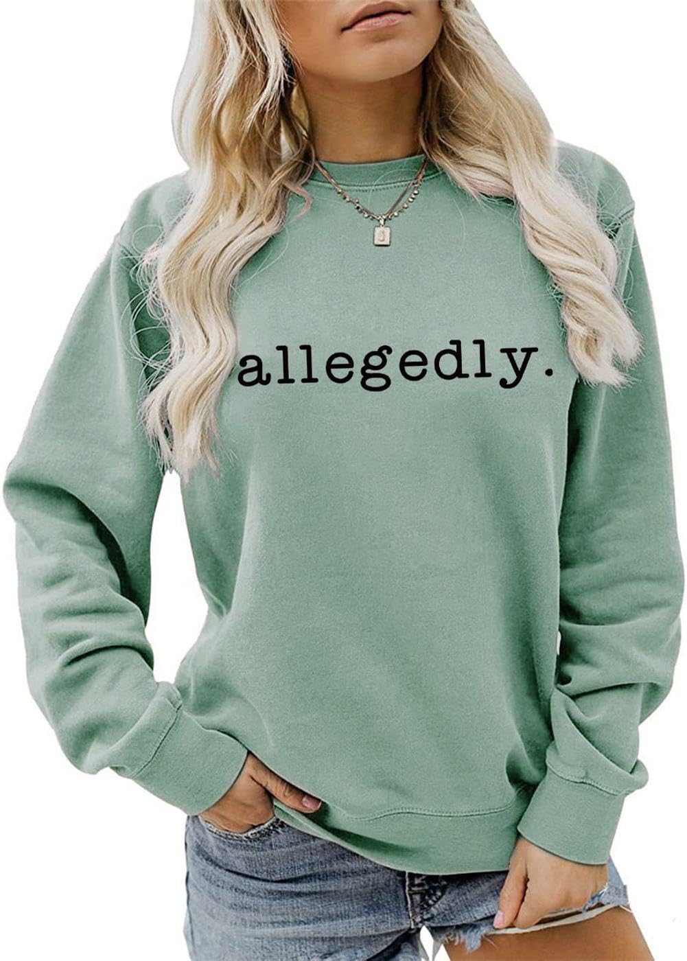 DWLRAYIU Allegedly Sweatshirt Funny Lawyer Shirt Women Law School Paralegal Long Sleeve Pullover Top Women In Law Sweater