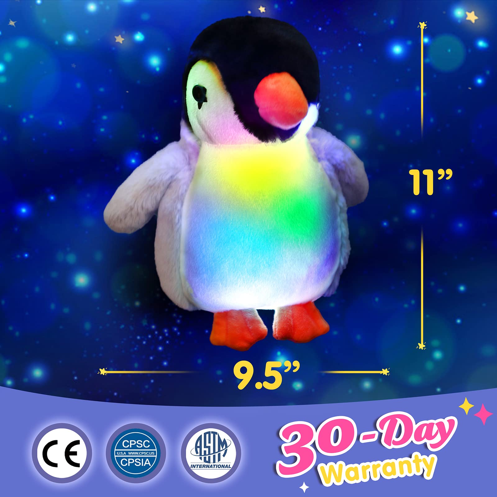 Houwsbaby Glow Unicorn Night Light Plush Toy - LED Stuffed Animal For Kids (Purple, 35cm)