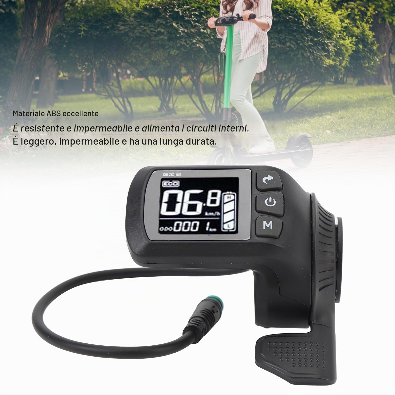 RiToEasysports Display LCD per Bici Elettrica, 2 in 1 Connettore a 5 Pin Impermeabile Pannello di Controllo LCD Display per Bici Elettrica con Acceleratore a Pollice per Bici Elettriche