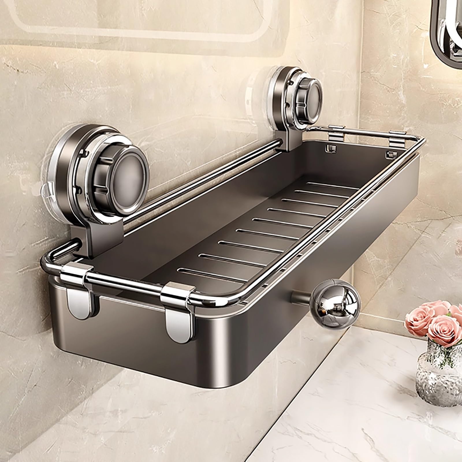HTLTGBAM Rustproof Waterproof Shower Caddy Suction Cup Storage Holder with Drainage Holes High Load Capacity 30cm 11 8in