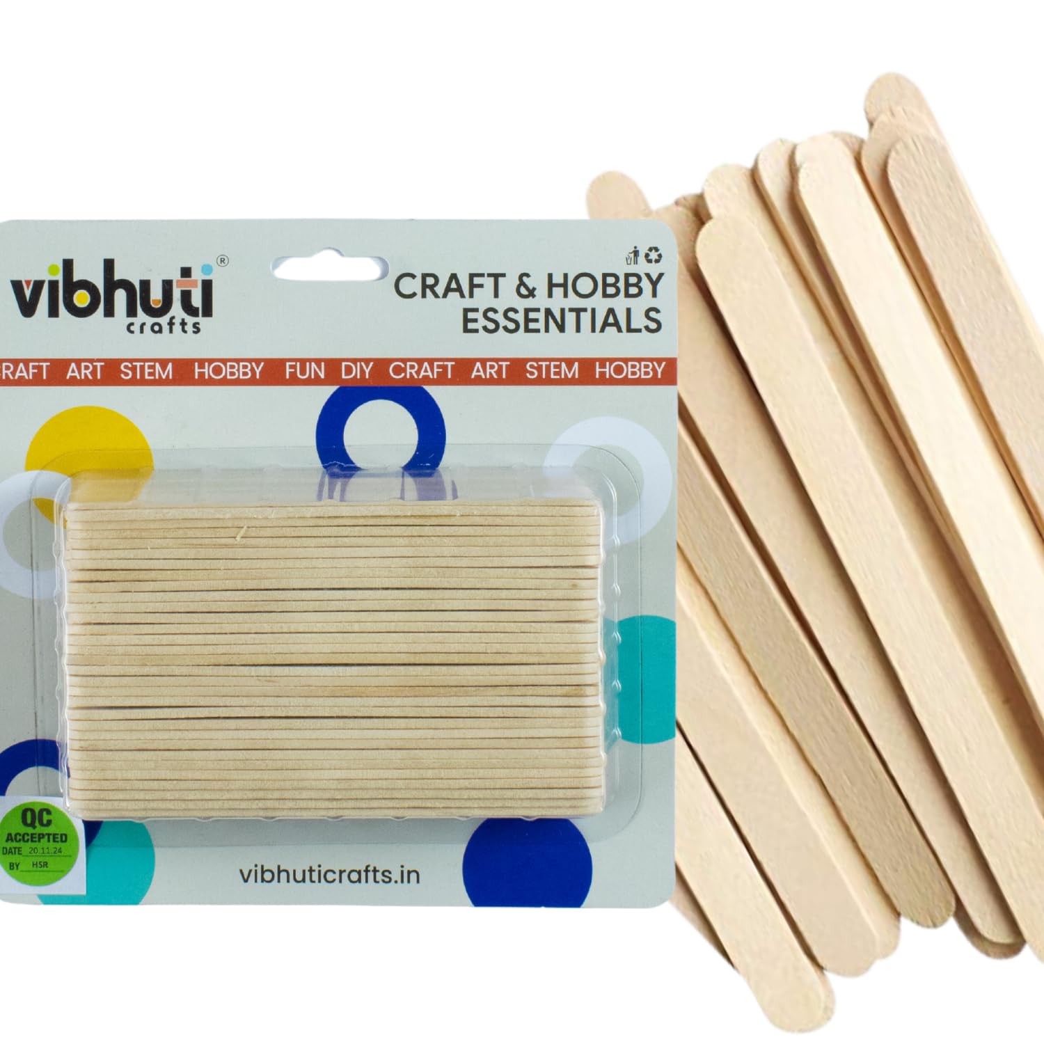 Vibhuti Crafts Natural Wood Ice Cream Sticks/Popsicle Sticks - 100 Pcs | Smooth Finish Craft Sticks for DIY, Arts & Craft Projects, School Activities, Kids Crafting, Craft Work & House Building-image-4