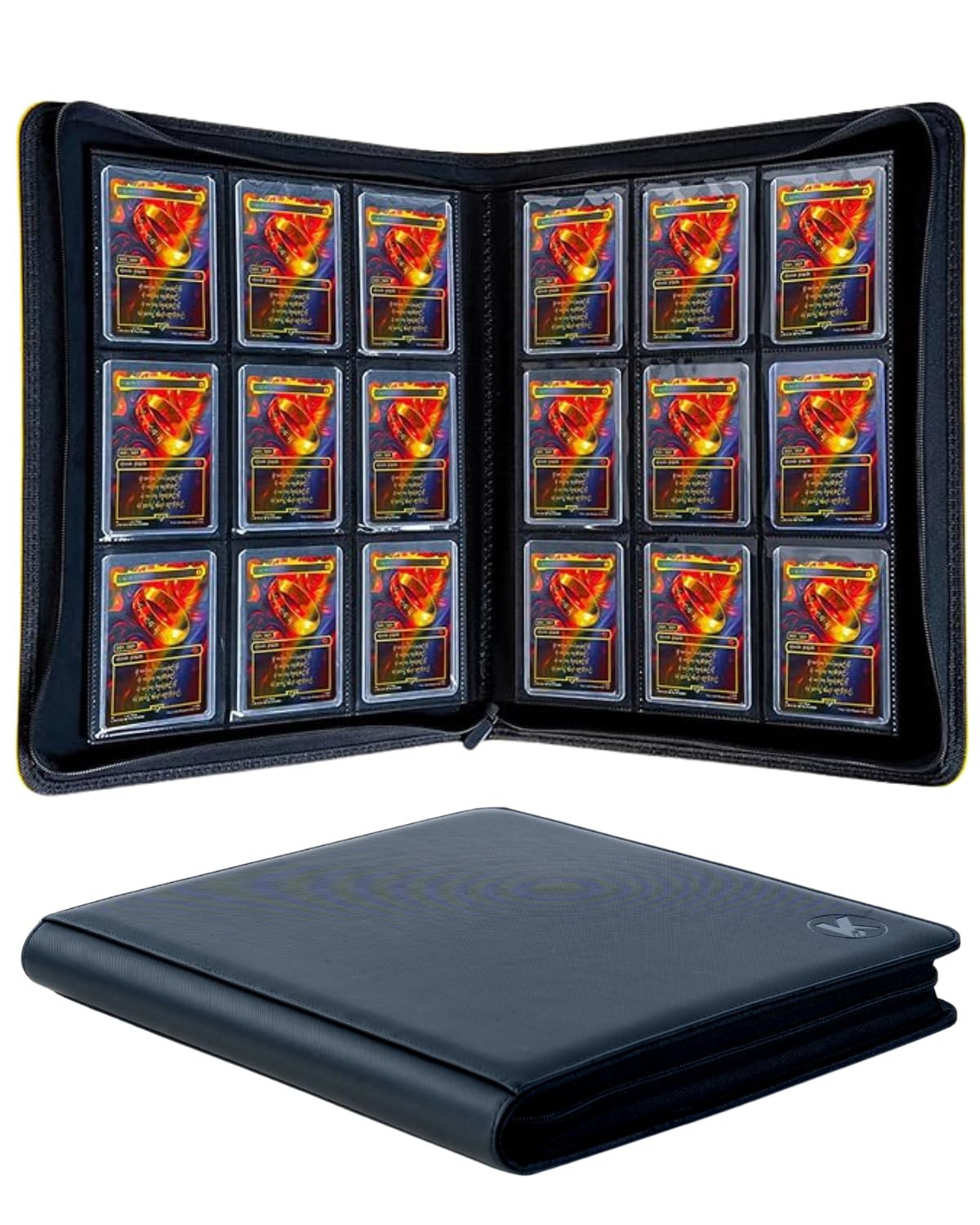 Toploader Binder - Holds 288+ Top Loaders for Cards, 9 Pocket Top Loader Binders with Sleeves for 3" x 4" Rigid Card Holders for YugiOh, Baseball, Football and other Sports Cards(Black)