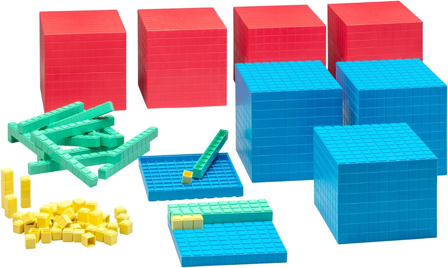 Dienes Material Class Set (184 Pieces) made from RE-Plastic® – Base Ten System for Primary School