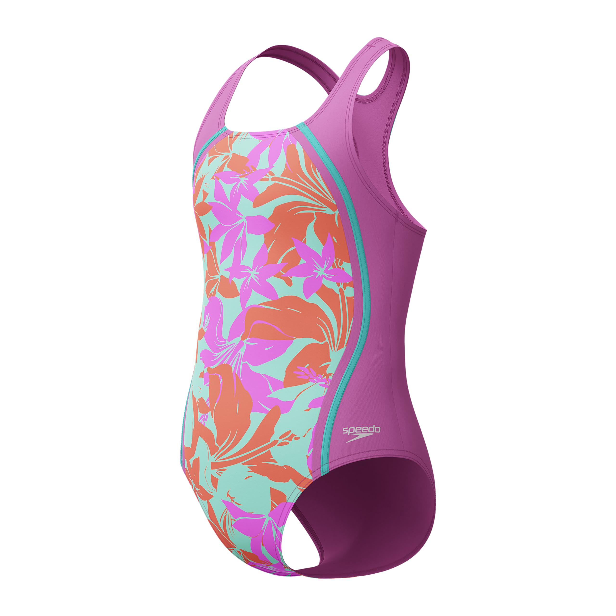 Speedo Swimsuit One Piece Thick Strap Racer Back Printed Traje de baño Deportivo Estampado de una Pieza para Niñas