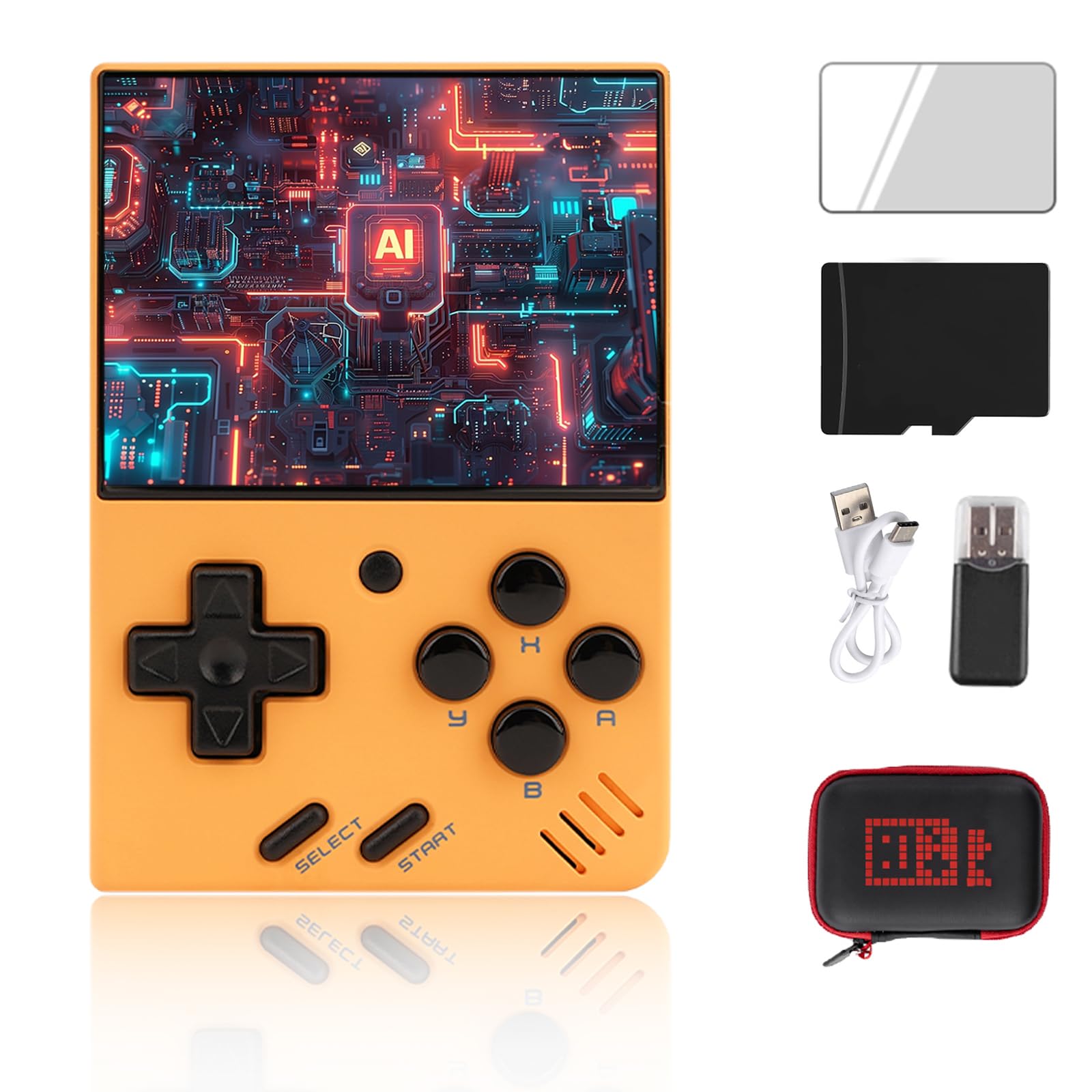 Miyoo Mini Handheld Game Console,2.8 Inch IPS Classic System Retro Video Games Consoles,with 128G TF Card and Wireless Networt Handheld Console Casual Game Console(Orange Color)