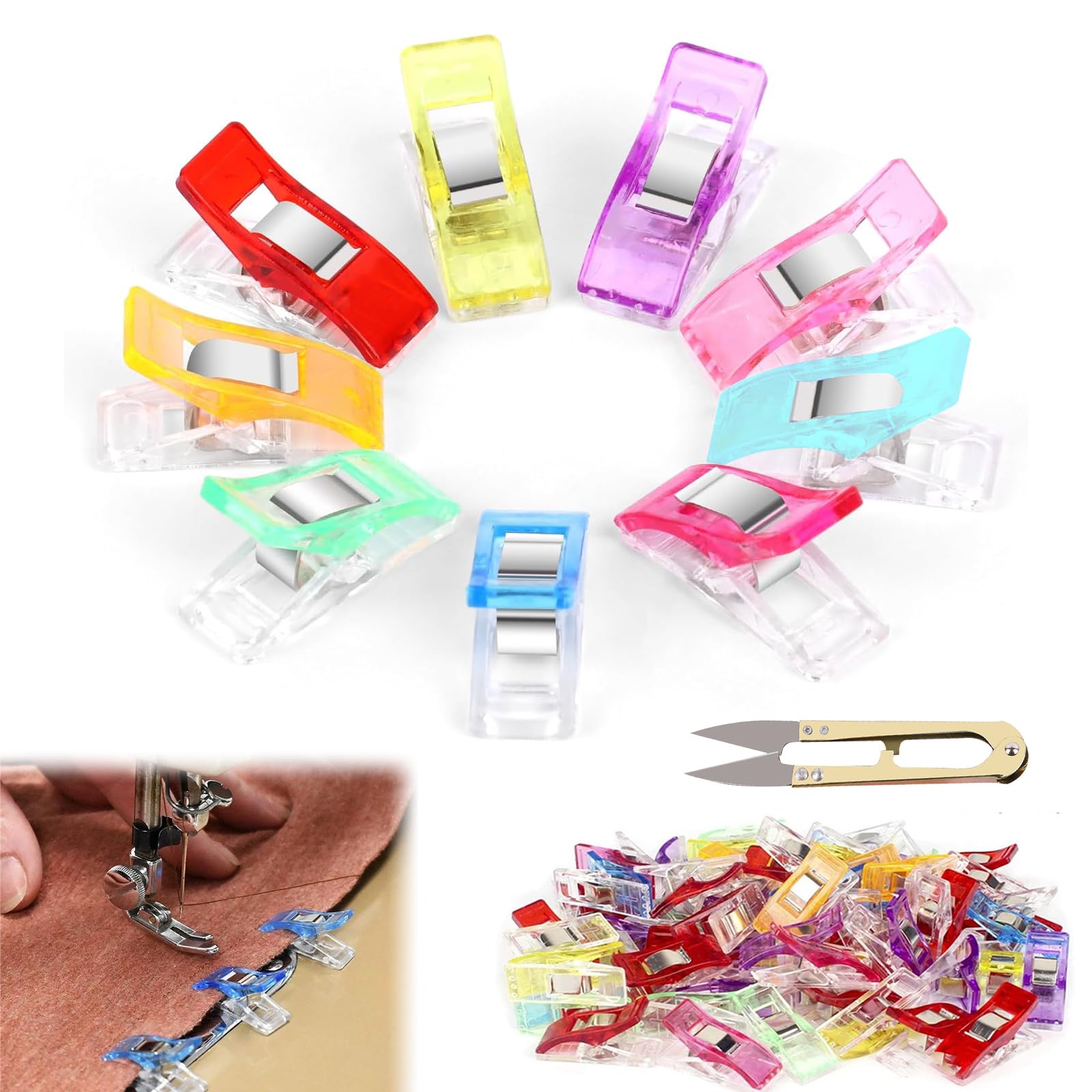 80 Pinces à Coudre Multifonctions - Clips Pour Tissu Sans Aiguille Avec Mesure Intégrée