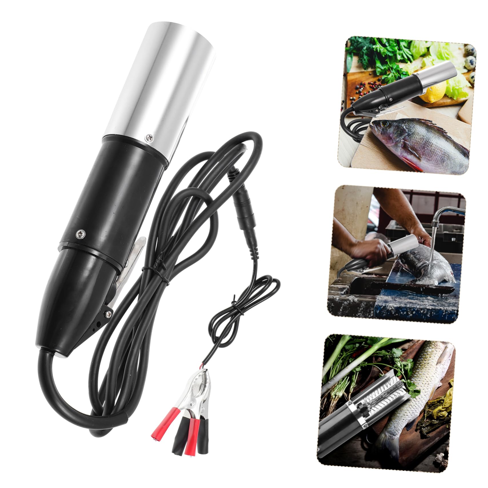 Ciieeo Raspador Eléctrico de Escamas de Pescado Portátil Motor de Acero y Batería de Litio, Fácil de Limpiar Dañar la Textura del Pescado, Adecuado para Carpas y Peces de Agua Dulce