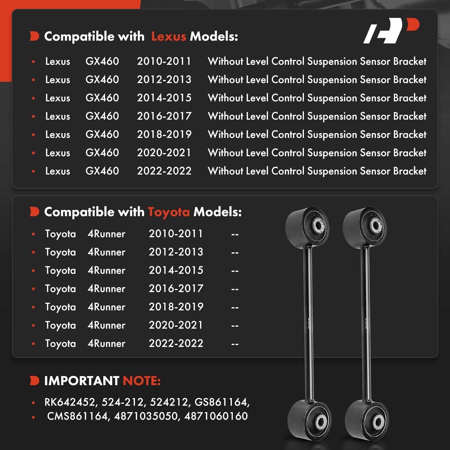 A-Premium 2 x Rear Upper Control Arms, with Bushing, Compatible with Toyota 4Runner 2010-2022 & Lexus GX460 2010-2022