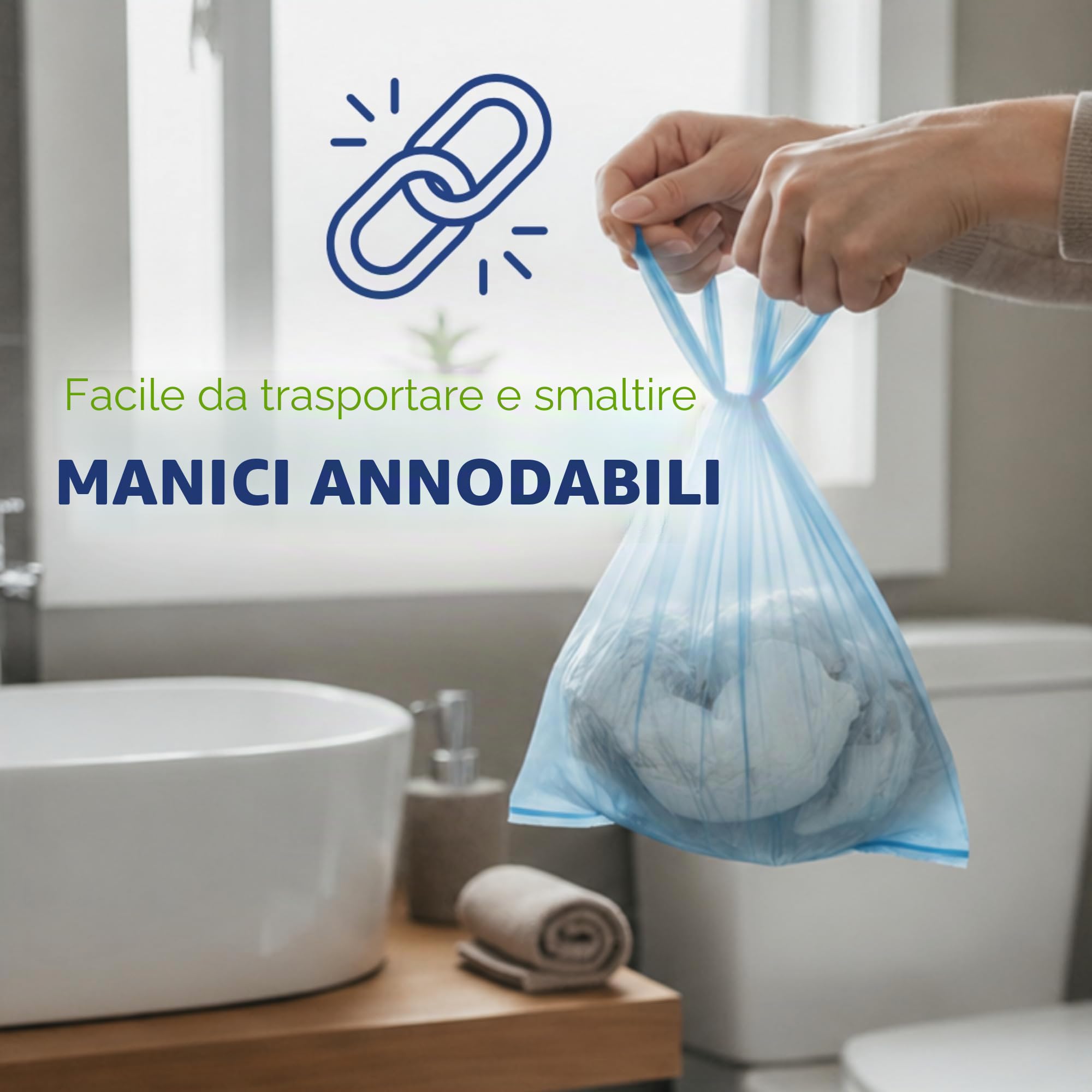 Kordis Sacchetti per l'incontinenza adulti, 5 x 50, profumati, manici, usa e getta, discreti