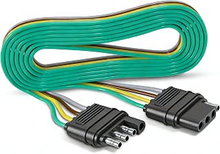 1Pack 80 Inch 4 Way Flat Trailer Wiring Harness Extension 80 Inch, 16AWG 4 Pin Plug Trailer Wire Extender, Male to Female Trailer Light Connector for Hitch, Utility, Boat, or RV Trailers