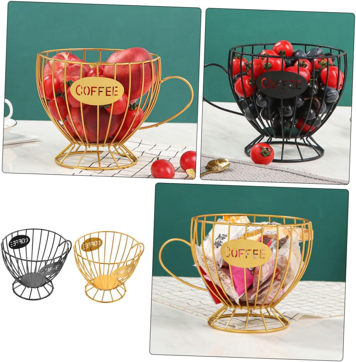 BESPORTBLE 2pcs Coffee Pod Organizer Basket Large Capacity Iron Storage Holder Multipurpose Coffee Capsule Stand for Home Kitchen Cafe Office Countertop