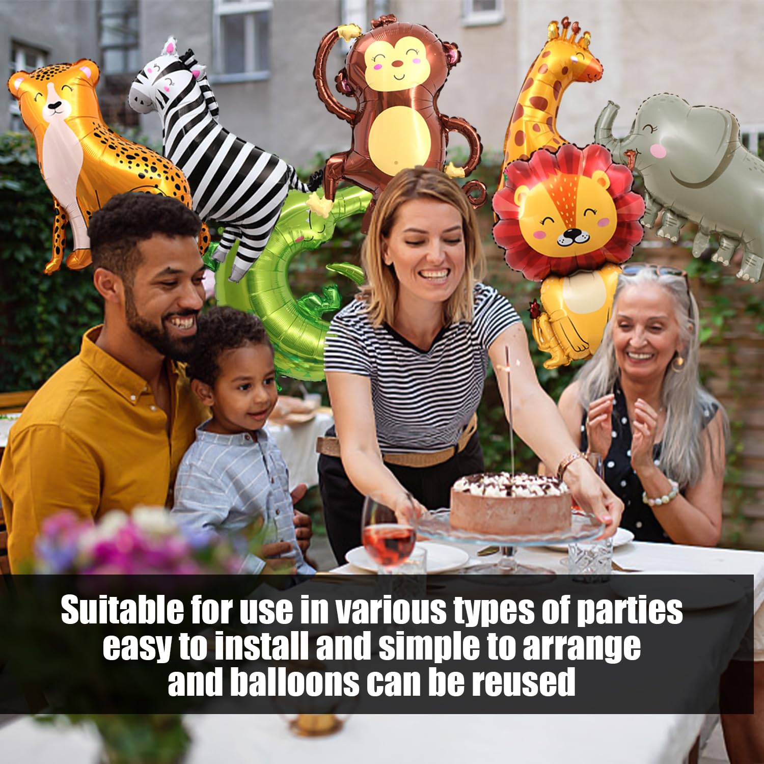 7 Pieces Of Jungle Animal Aluminum Film Balloons And 1 Piece Of Pulling Flag, Cartoon Animal Decorations, Party Decorations - Image 4