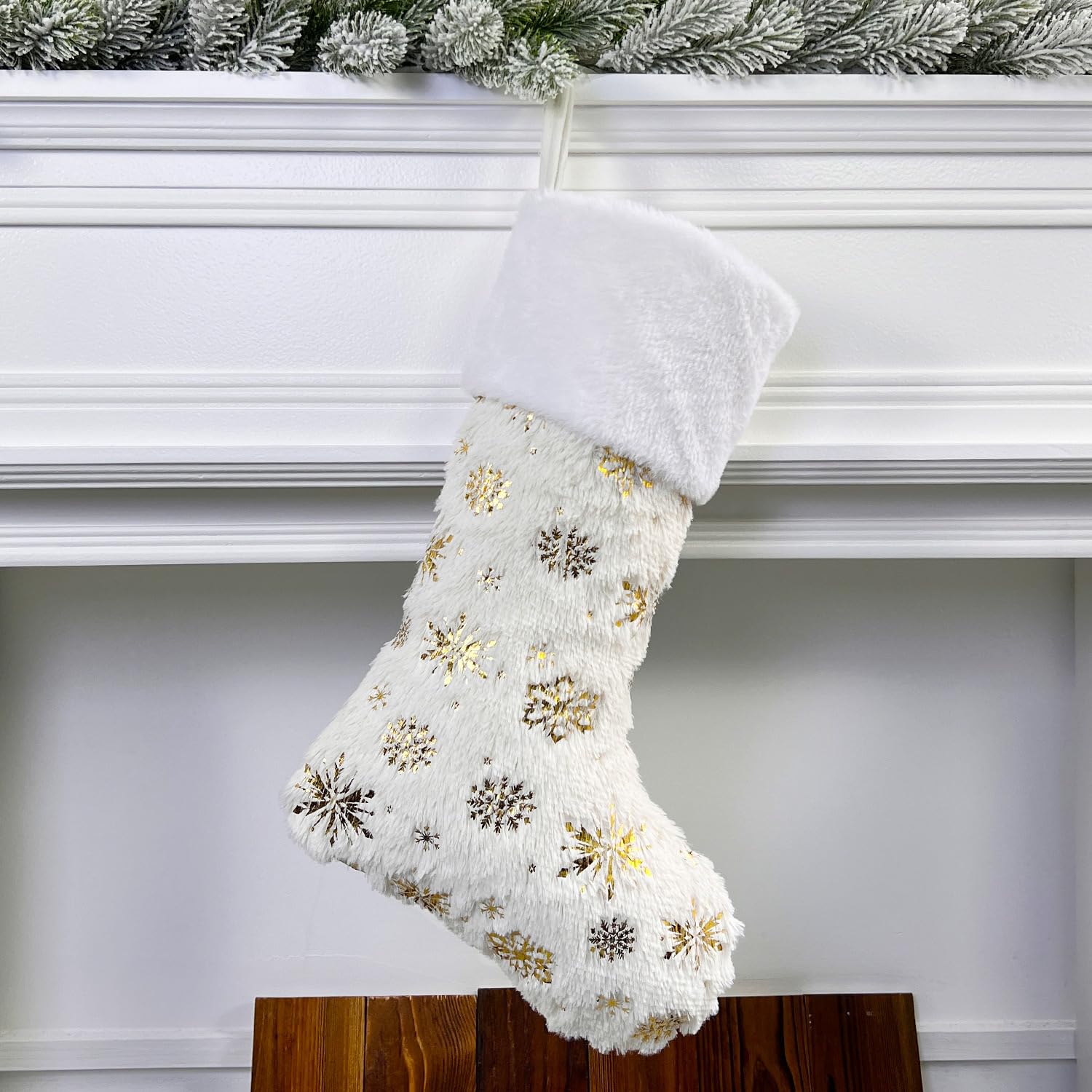2024 New Nikolausstiefel mit Name 4er Set Weihnachtsstrumpf Nikolausstiefel zum Befüllen und Aufhängen Kamin Christmas Stocking Personalized Groß Deko Ideale Weihnachtsdekoration Weiß