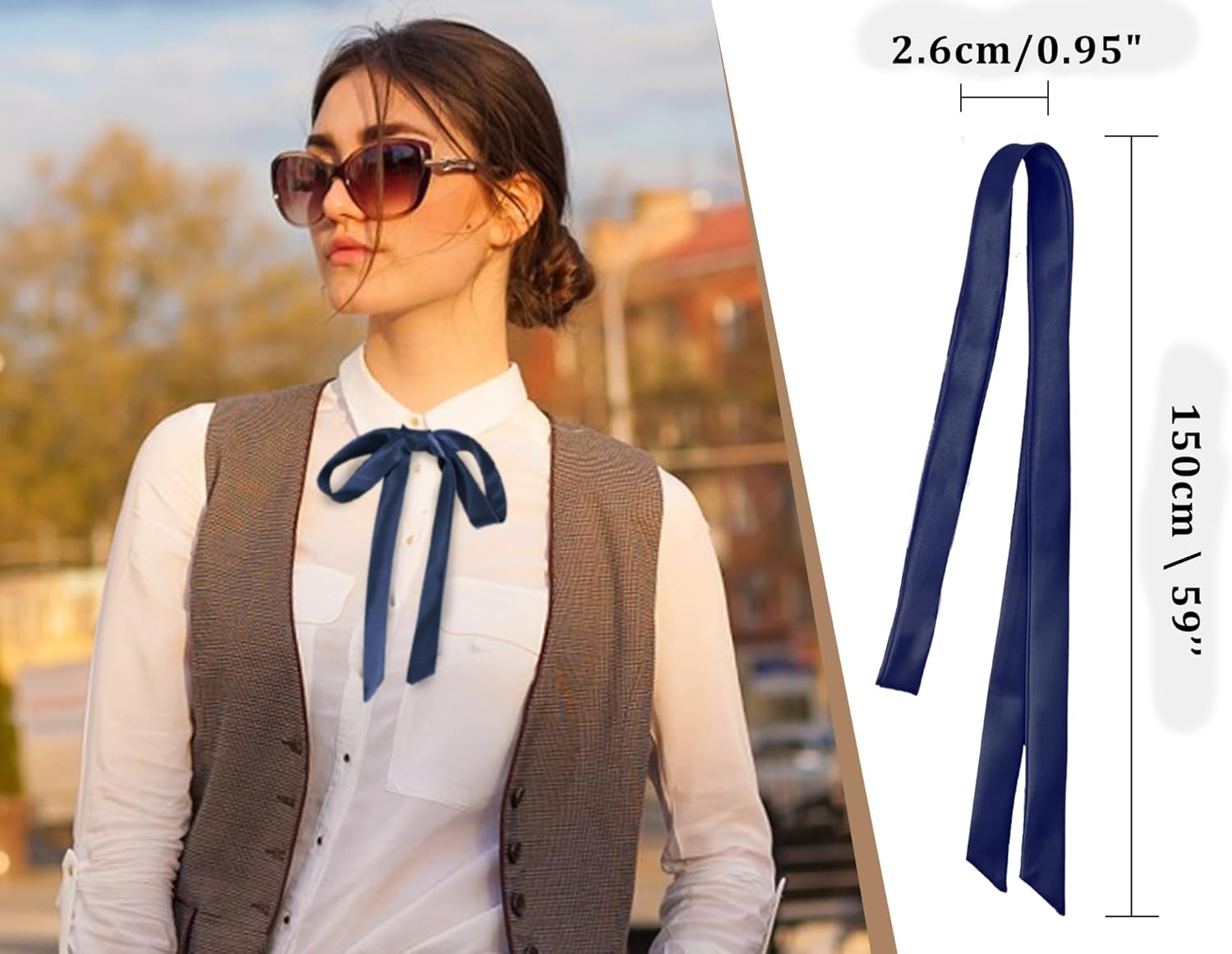 Bow Ties for Women Self Tie Satin Ribbon Bow Ties for Uniform Cosplay Womens Accessory - Image 3