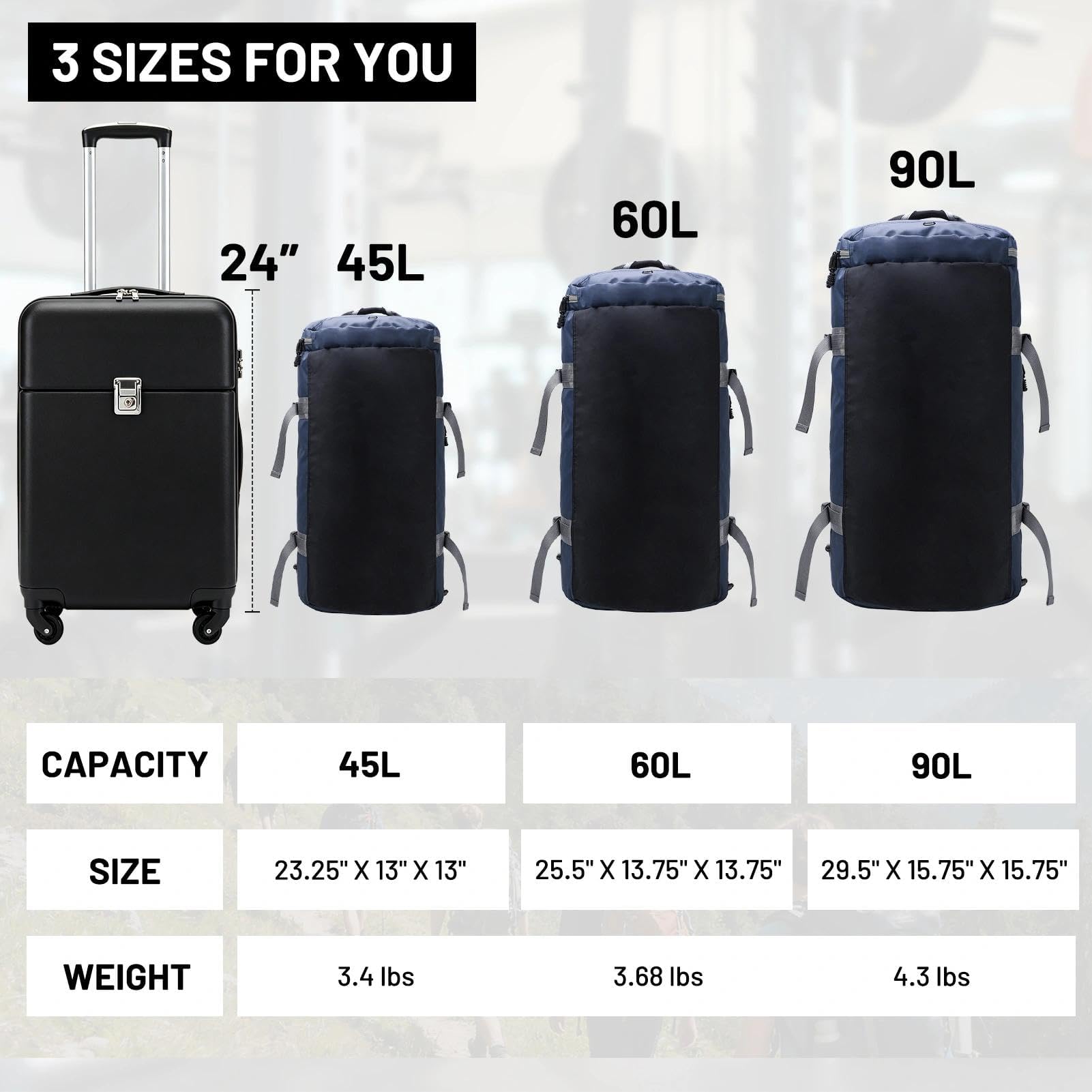 MIER Zaino Sportivo da Viaggio Large Duffel Zaino Sportivo con Scomparto per Scarpe Convertibile in Zaino, Impermeabile