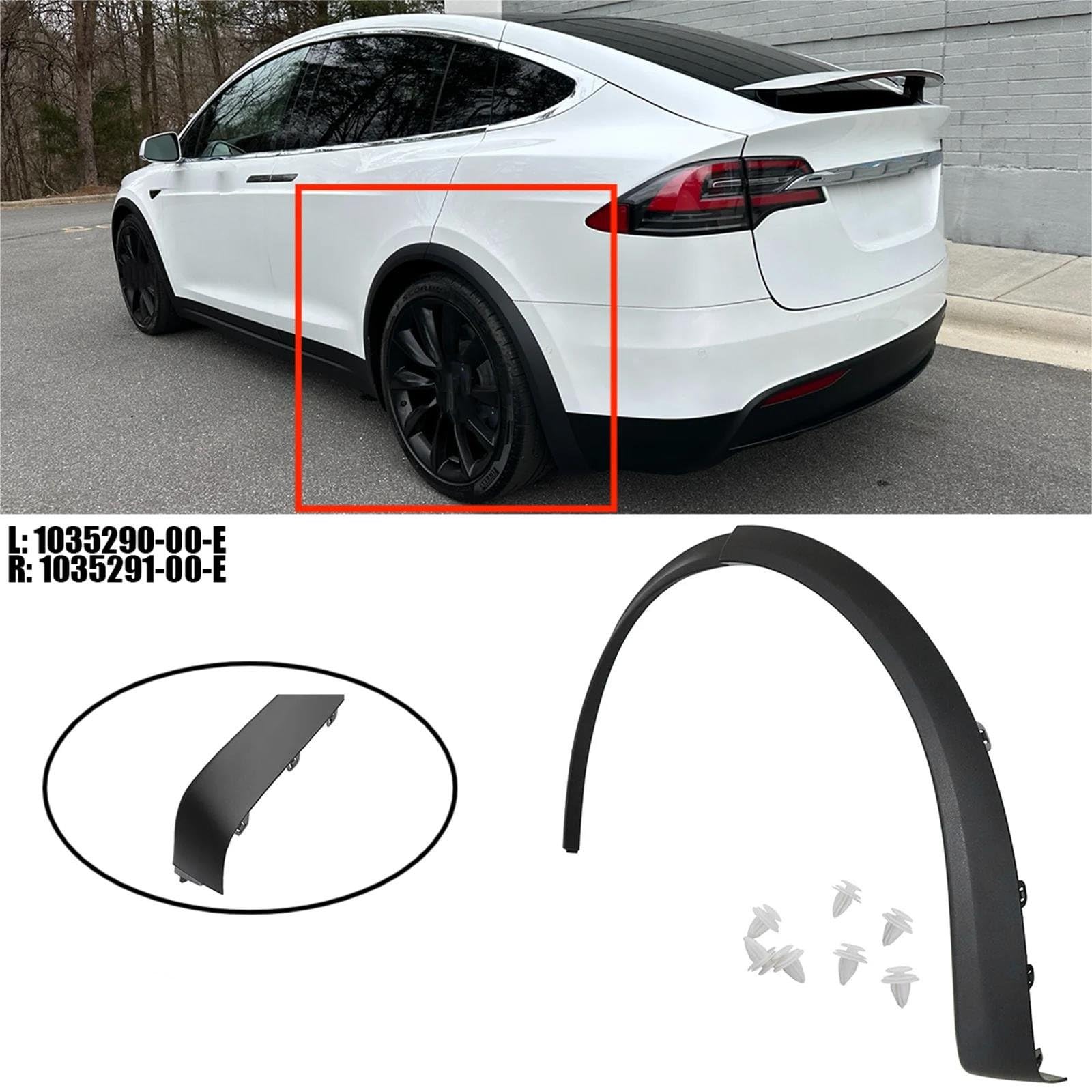 Guardabarros Paso Rueda 1035290-00-E 1035291-00-E Moldura De Arco De Guardabarros para Rueda Trasera De Coche para Tesla para Modelo X 2016-2023 Ceja Rueda Coche(Izquierda)