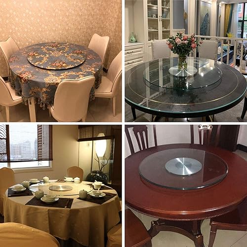 Miniatura 2 de Kitchen Lazy Susan - Tocadiscos con base de aluminio, bandeja de servicio de mesa redonda, antideslizante, plato giratorio de vidrio grande, grosor: