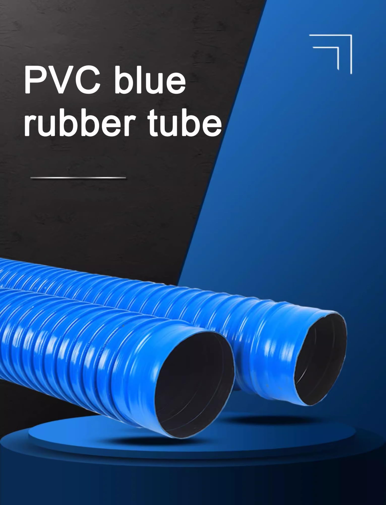Manguera Flexible De Caucho PVC, 118 Pulgadas, Azul, Tubo De Ventilación Corrugado De Junta Blanda para Conductos De Flujo De Aire Y Aplicaciones De Escape (30~300 Mm) (70 Mm)