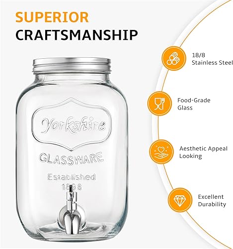 Miniatura 3 de Dispensador de bebidas de vidrio de 2 galones con soporte y tapa, grifo de acero inoxidable 188 - Dispensadores de bebidas de vidrio para fiestas -