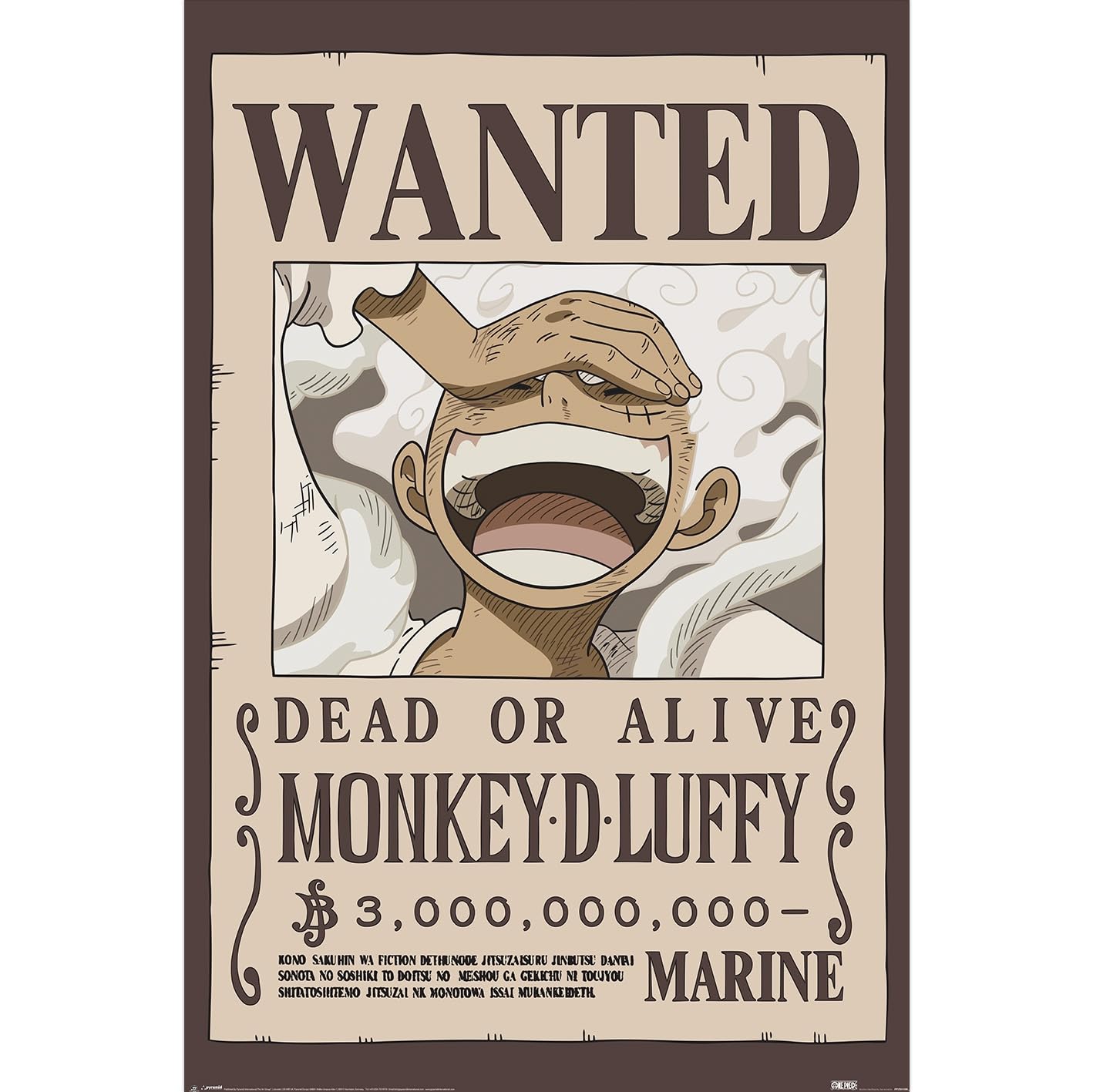 Pyramid International One Piece (Wanted Luffy) Maxi Poster, Premium Wall Art 90x60cm, Officially Licensed